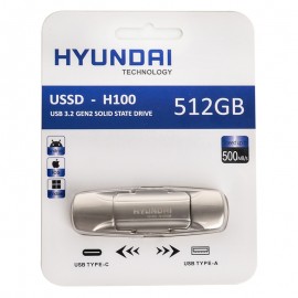 هارد SSD اکسترنال دوسر (Type-C & Type-A) هیوندای (HYUNDAI) مدل USSD-H100 500MB/S USB 3.2 ظرفیت 512GB گارانتی IPM