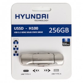 هارد SSD اکسترنال دوسر (Type-C & Type-A) هیوندای (HYUNDAI) مدل USSD-H100 500MB/S USB 3.2 ظرفیت 256GB گارانتی IPM