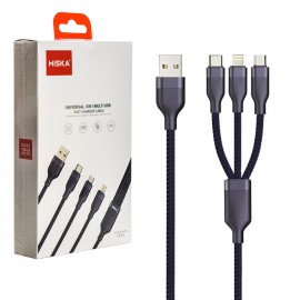 کابل چندکاره 3IN1 هیسکا (HISKA) طول 1.2 متر مدل LX-32