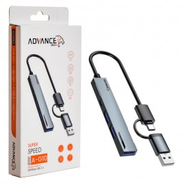 هاب 4 پورت USB 3.0 و رابط تایپ سی ادونس (ADVANCE) مدل A-G10