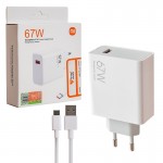 شارژر دیواری 67 وات + کابل تایپ سی (USB-A To Type-C) شیائومی (Xiaomi) مدل MDY-11-EZ گارانتی ویستا حافظه