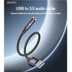 کابل تبدیل USB-A به جک 3.5 میلیمتری صدا (USB-A To Aux) یسیدو (Yesido) طول 15 سانتیمتر مدل YAU46