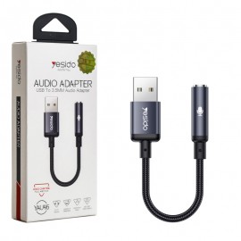 کابل تبدیل USB-A به جک 3.5 میلیمتری صدا (USB-A To Aux) یسیدو (Yesido) طول 15 سانتیمتر مدل YAU46