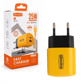 شارژر دیواری 25 وات دو پورت + کابل تایپ سی (USB-A To Type-C) ابودوس (Abodos) مدل AS-CS311EU KIT