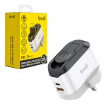 کلگی شارژر 20 وات دو پورت سه شاخه اروپایی بودی (budi) مدل AC330WUW