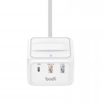 کلگی شارژر رومیزی 18 وات سه پورت سه شاخه اروپایی بودی (budi) مدل M8J311TCU-WHT
