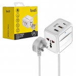 کلگی شارژر رومیزی 18 وات سه پورت سه شاخه اروپایی بودی (budi) مدل M8J311TCU-WHT