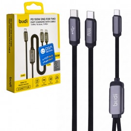 کابل 1 به 2 تایپ سی به تایپ سی (Type-C To Type-C) بودی (budi) طول 1.2 متر مدل DC266TTT12B