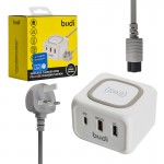 کلگی شارژر رومیزی 36 وات سه پورت سه شاخه اروپایی بودی (budi) مدل M8J317WU-WHT