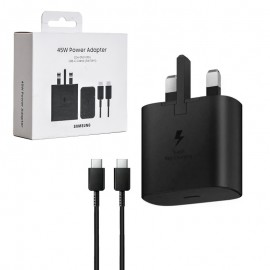 شارژر دیواری 45 وات سه شاخه اروپایی + کابل PD تایپ سی (Type-C To Type-C) سامسونگ (Samsung) مدل EP-T4511XBEGAE گارانتی هیسکا