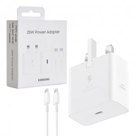شارژر دیواری 25 وات سه شاخه اروپایی + کابل PD تایپ سی (Type-C To Type-C) سامسونگ (Samsung) مدل EP-T2510XWEGGB گارانتی هیسکا