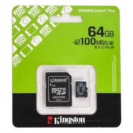 رم موبایل و دوربین کینگستون (KingSton) مدل 64GB MicroSDXC CANVAS Select Plus 100MB/s خشاب دار گارانتی آسان سرویس
