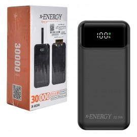 پاوربانک + 3 کابل همراه ایکس انرژی (x-ENERGY) مدل X-834 ظرفیت 30000mAh