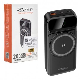 پاوربانک بی سیم + 3 کابل همراه ایکس انرژی (x-ENERGY) مدل X-827M ظرفیت 20000mAh