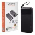 پاوربانک + 4 کابل همراه ایکس انرژی (x-ENERGY) مدل X-823 ظرفیت 20000mAh