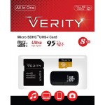 رم موبایل Verity MicroSDHC 8GB 95MB/S 633X خشاب دار