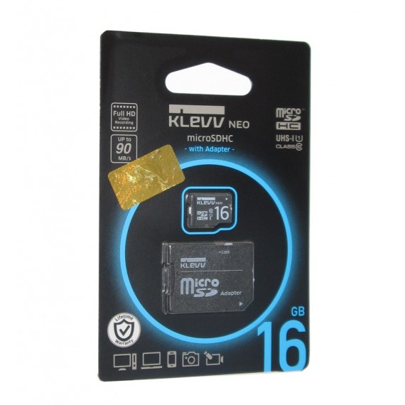 رم موبایل KLEVV مدل 16GB MicroSDHC U1 90MB/S خشاب دار