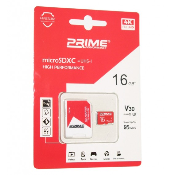 رم موبایل Prime 16GB MicroSDXC U3 V30 95MB/S خشاب دار