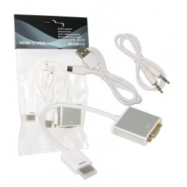 تبدیل HDMI به VGA با کابل AUX و برق خور (فلزی)