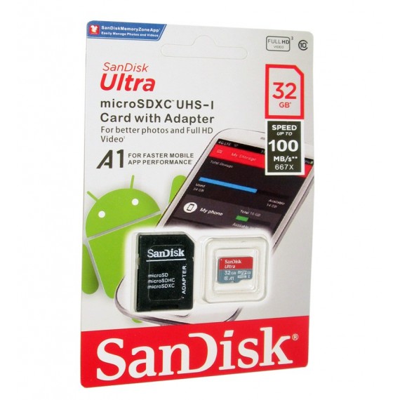 رم موبایل SanDisk مدل 32GB U1 100MB/S 677X A1 خشاب دار