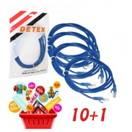 بسته 1+10 کابل شبکه Cat5 پچ کرد 2 متری Detex