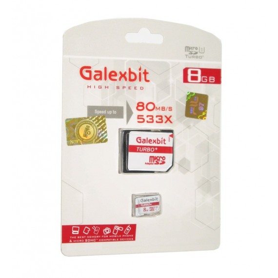 رم موبایل GalexBit مدل 8GB MicroSD 80Mb/S Turbo 533X خشاب دار