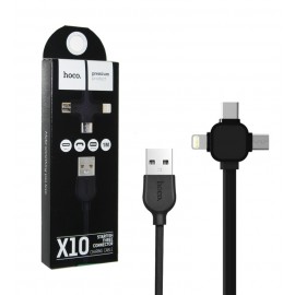 کابل 3 سر اندروید-تایپ سی-آیفون Hoco مدل X10