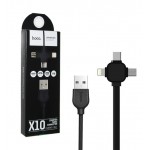 کابل 3 سر اندروید-تایپ سی-آیفون Hoco مدل X10