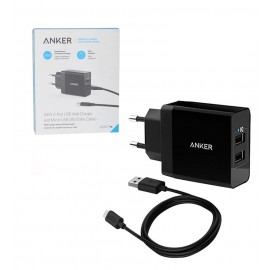 شارژر دیواری 2 پورت + کابل اندروید 0.9 متر Anker مدل B2021L11