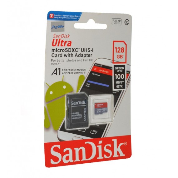 رم موبایل SanDisk مدل 128GB 100MB/S 677X A1 خشاب دار