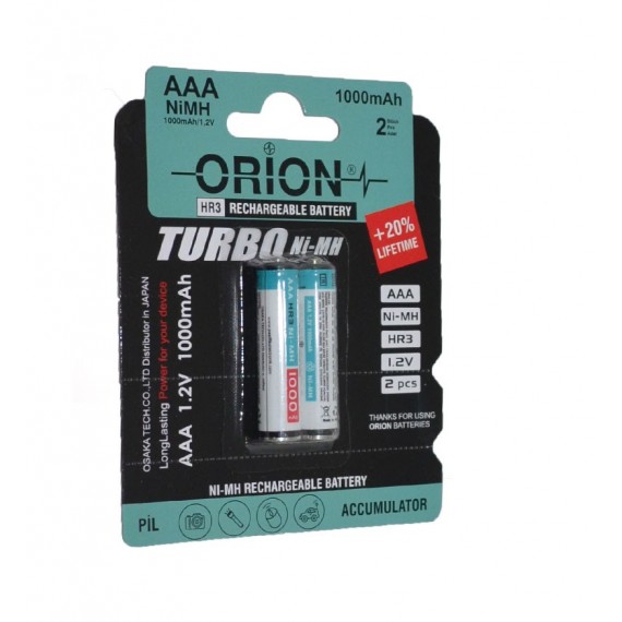 باتری نیم قلمی شارژی ORION مدل HR3 NiMH 1.2V 1000mAh