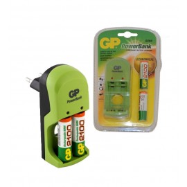 شارژر باتری GP PowerBank مدل S360 + باتری شارژی قلمی 2100mAh