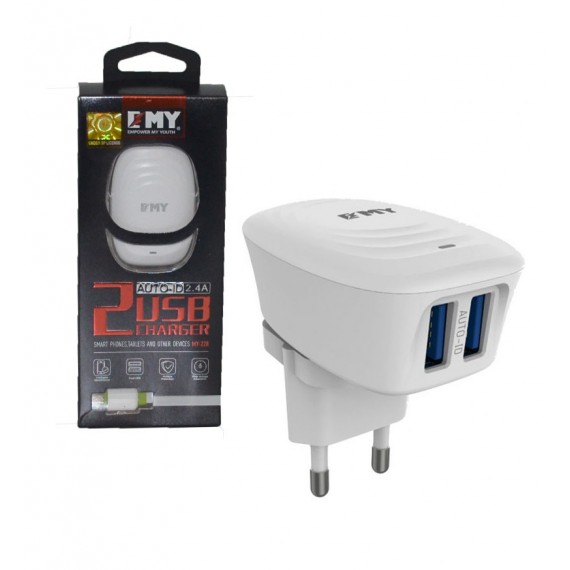 شارژر دیواری 2 پورت + کابل اندروید 1 متر EMY مدل MY-A228