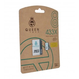 رم موبایل QueenTech 8GB MicroCD Elite 433X 65MB/S خشاب دار