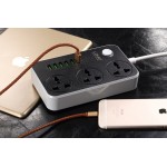 رابط برق 3 خانه سوکت سه پایه + 6 پورت USB