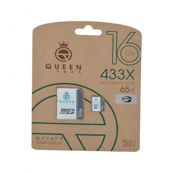 رم موبایل QueenTech 16GB MicroCD Elite 433X 65MB/S خشاب دار