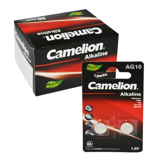 بسته 20 تایی باتری سکه ای Camelion مدل AG10 (کارتی 2تایی)