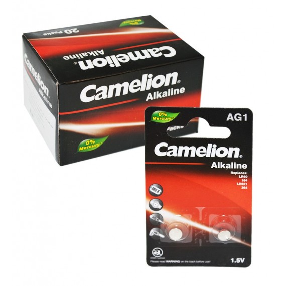 بسته 20 تایی باتری سکه ای Camelion مدل Alkaline AG1 (کارتی 2 تایی)