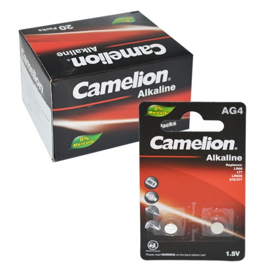 بسته 20 تایی باتری سکه ای Camelion مدل Alkaline AG4 (کارتی 2 تایی)
