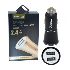 شارژر فندکی 2 پورت Treqa مدل 2.4 آمپر CC-302