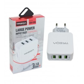کلگی شارژر 3 پورت Treqa مدل CH-618
