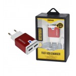 شارژر USB دو پورت Remax مدل RX-D12 قرمز