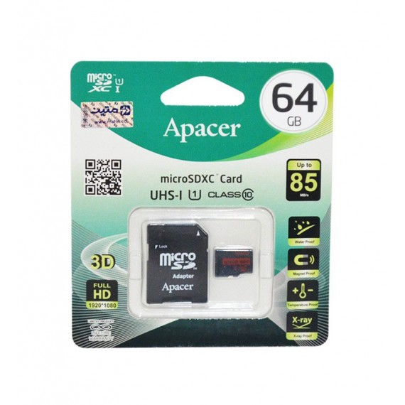 رم موبایل APACER مدل 64GB 85MB/S Class10 خشاب دار