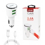 شارژر فندکی دو پورت + کابل اندروید LDNIO مدل DL-C29