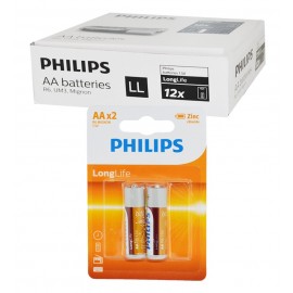بسته 12 عددی باتری قلمی Philips R6 Mignon کارتی (2 تایی)R6L2B