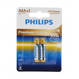 باتری نیم قلمی Philips Premium Alkaline کارتی (2 تایی)LR03M2B