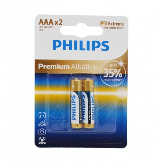 باتری Philips Premium Alkaline کارتی (2 تایی)