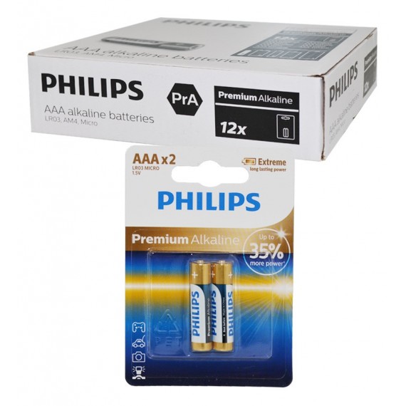 بسته 12 عددی باتری Philips Premium Alkaline کارتی (2 تایی)