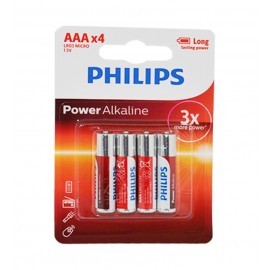 باتری نیم قلمی Philips Power Alkaline کارتی (4 تایی)LR03P4B