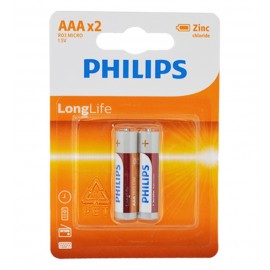 باتری نیم قلمی Philips R03 Micro کارتی (2 تایی)R03L2B